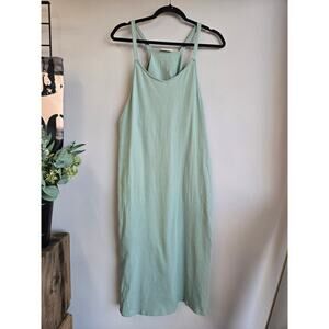 Newin Sage Green 100% Cotton Racerback Maxi Dress with Pockets and Side Slits
